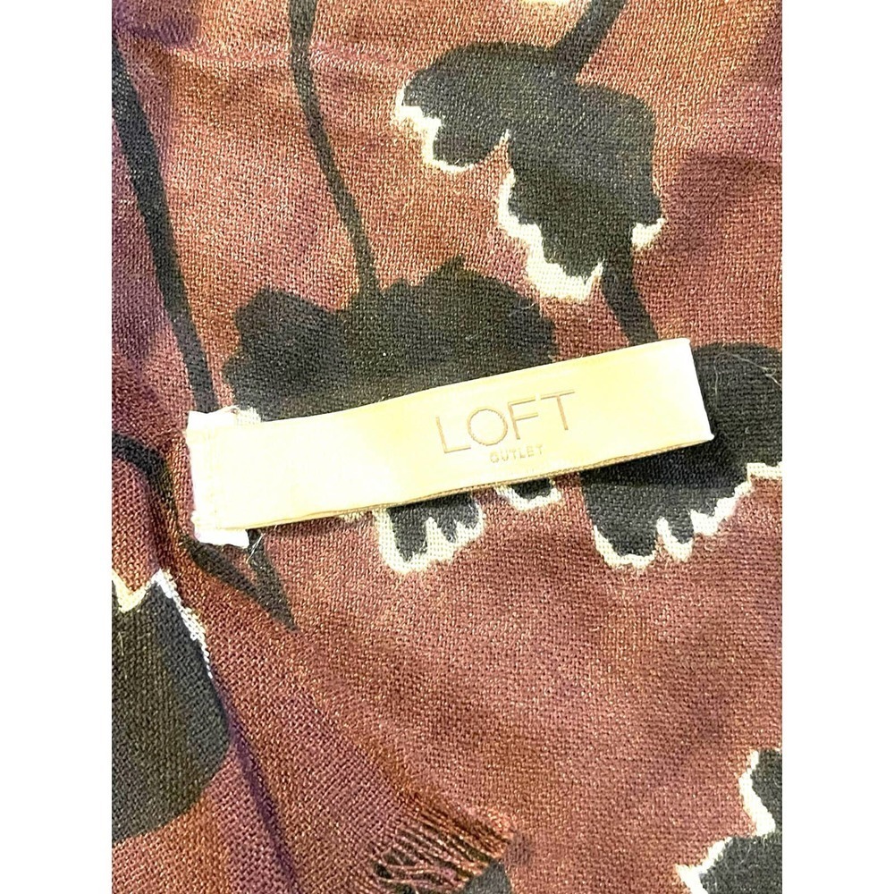 Loft Black Roses Floral Scarf Wrap Women's Black Cherry OS - Picture 4 of 10